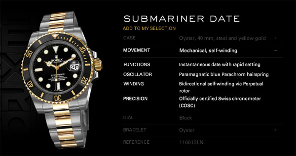 Rolex Submariner en or jaune et de l'acier d'origine montre