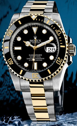 or véritable et acier jaune montre Rolex Submariner