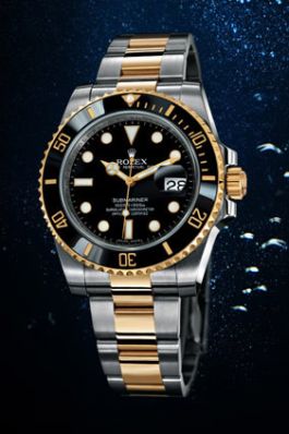 originale or jaune Rolex Submariner et montre en acier inoxydable