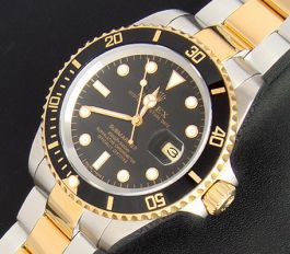 Replique Rolex Submariner or jaune montre en acier inoxydable