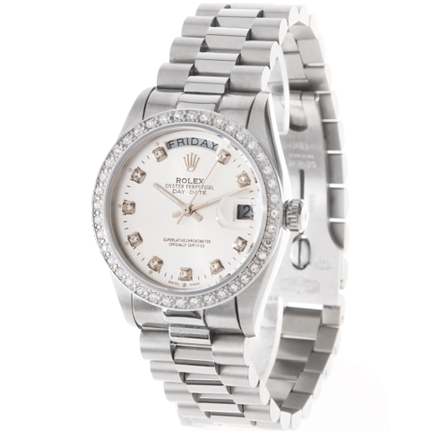 Replique Rolex Day-Date en or blanc diamants 