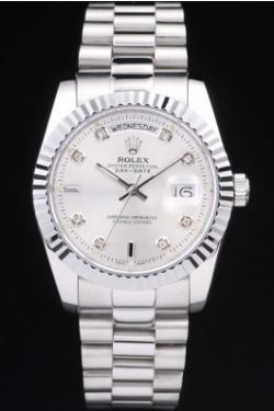 Rolex Day-Date inoxydable Steal cadran blanc Diamonds replique montre